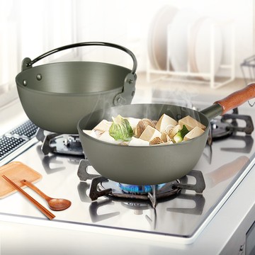 quasi極上鑄造萬用雙鍋鍋_20單柄鍋+22火鍋(加贈天然原木筷匙組)