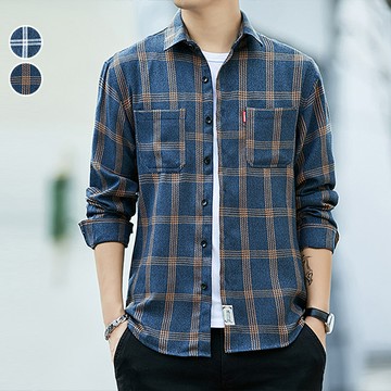 長袖襯衫 冬季質感雙口袋休閒格紋襯衫(2色) 現+預【NZ772001】