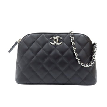【二手名牌BRAND OFF】CHANEL 香奈兒 黑色 菱格紋羊皮 鍊帶 肩背包