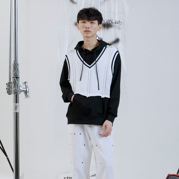 雙層疊穿感連帽上衣