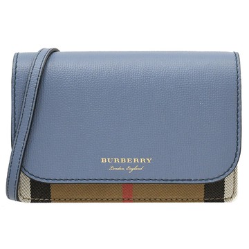 BURBERRY 8062808 HAMPSHIRE 經典棉麻多卡斜背包.淺藍