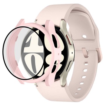 Luarable Galaxy Watch 螢幕保護鋼化玻璃膜全覆蓋保護殼 + 矽膠錶帶組  淺粉色  1組  Galaxy Watch 7(40mm)