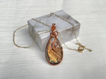 *230327 wire wrapping 拉長石 銅線 繞線 吊墮