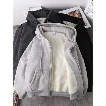 Hoodie loose zipper hoodie coat 開衫衛衣寬松拉鏈連帽加絨外套