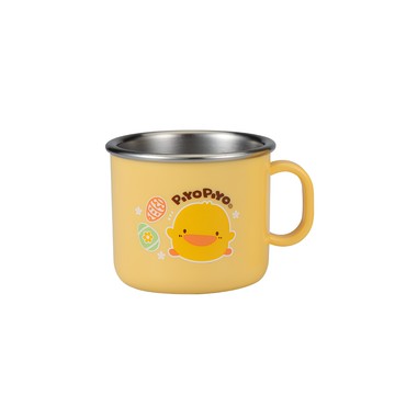 PiYOPiYO 黃色小鴨 不鏽鋼杯 容量輕巧 易扶持 內層SUS 304不鏽鋼材質 耐高溫 無塑化劑 不含重金屬 雙酚A 寶寶學習飲水杯  黃色  180ml  1個