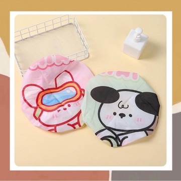 ［so媽］台灣現貨｜卡通可愛防水浴帽 成人浴帽 雙層浴帽 大人髮套 浴室 洗澡 沐浴（隨機出貨）