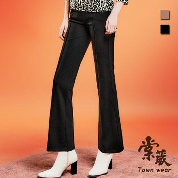 【TOWNWEAR棠葳】優雅彈性喇叭長褲 2色(女下身/女下著/口袋/長褲/鬆緊腰/休閒/百搭)
