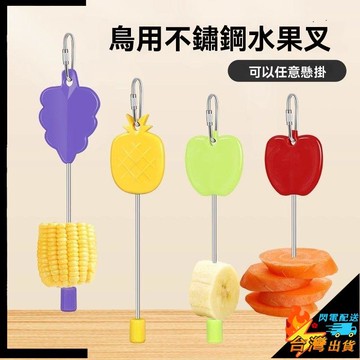 【台灣出貨】鸚鵡水果叉 蔬菜叉 鳥用食物叉子 掛鉤 餵食器 鳥籠配件用品 牡丹虎皮玄鳳 不鏽鋼叉子