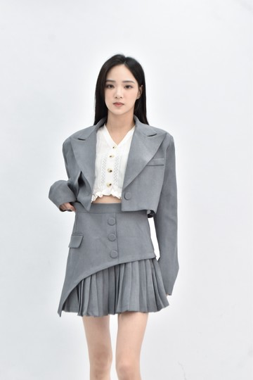 (S) 【catherine私服】how and me質感長袖灰色套裝