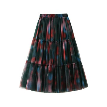 現貨+預購 網紗裙百褶裙半身裙長裙洋裝透氣休閒大尺碼女裝-蛋糕裙高腰顯瘦女裙子3色74jc37【獨家進口】【米蘭精品】