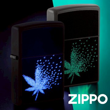 ZIPPO 樹葉點陣圖(螢光)防風打火機 48677 pixel 現貨 圖像藝術 禮物 黑色夜光 終身保固 官方旗艦店