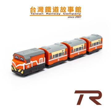 鐵支路模型QV007T1 台灣鐵路R100橘莒光號柴電機車台鐵迴力車火車玩具 