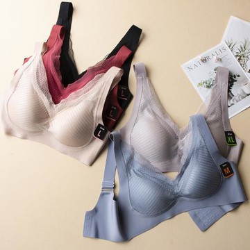 日本反重力無痕透氣乳膠春夏無鋼圈舒適性內衣新年紅蕾絲寬帶文胸