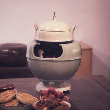 景德鎮半齋 粉引冰裂紋小白茶鍋套組茶釜砂鍋手工煮茶鍋土鍋火缽
