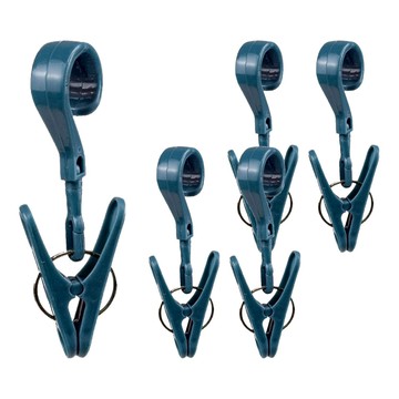 POnYKASEI 便利鉤曬衣夾 HI-050 5個 堅固耐用 防風防滑  藍色  1組