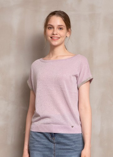 初夏徜徉袖飾亮紗針織衫