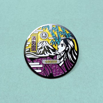 日本人孔蓋別針   /輝夜姫   /水渠蓋金屬徽章/5cm