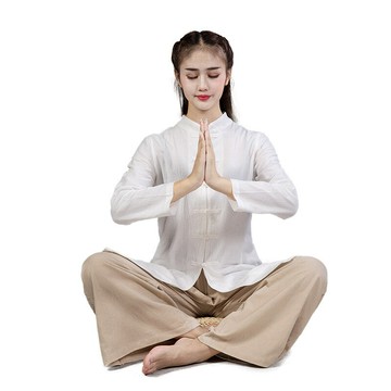 現貨+預購 唐裝中山裝套裝-中國風太極功夫氣功茶禪長袖棉麻男女套裝74jf34【獨家進口】【米蘭精品】