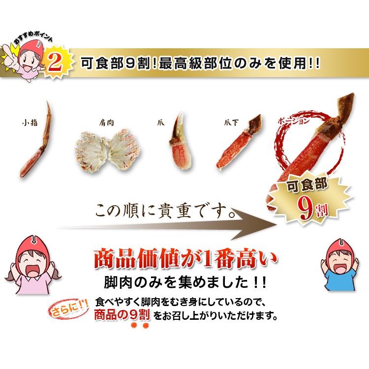 かに カニ 蟹 ズワイガニ ポーション かにしゃぶ |特大6Ｌ〜4Ｌ生ずわい脚肉むき身30〜40本(約1kg)