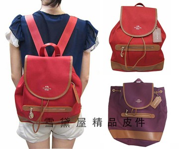 限時 滿3千賺10%點數↘ | ~雪黛屋~COACH 後背包國際正版保證附品證購原吊牌可A4資料夾進口防水緹花布+皮革外出上學上班F372401