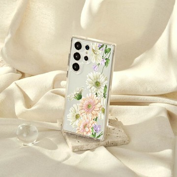 浪花花藝希望非洲菊-碎花款防摔透明SAMSUNG手機殼
