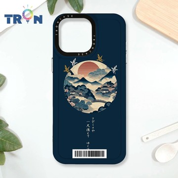 TRON IPhone 16 Pro Max 圓形復古山水畫系列 防摔太空載具殼 透黑 軟硬 手機殼