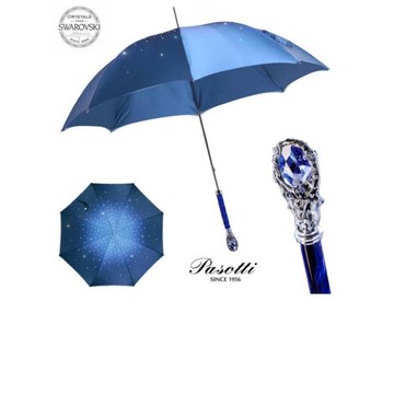 意大利Pasotti雨傘女藍滿天星水晶藍寶石晴雨傘晴雨兩用女神長柄