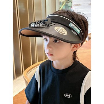 帶風扇兒童防曬帽子遮陽男童空頂帽大帽檐空頂帽女孩夏季防紫外線