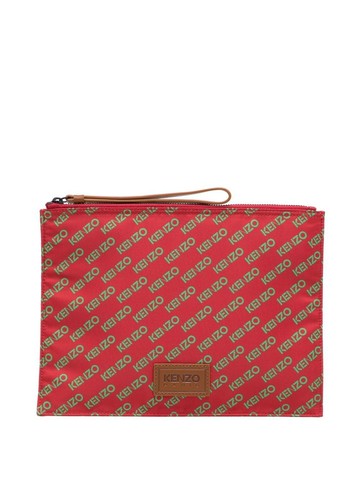Kenzo - logo-print leather wash bag - men - Leather - One Size - Red