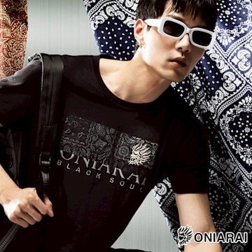 鬼洗 BLUE WAY – 黑標-極致闇光和藝術變形蟲文字短TEE