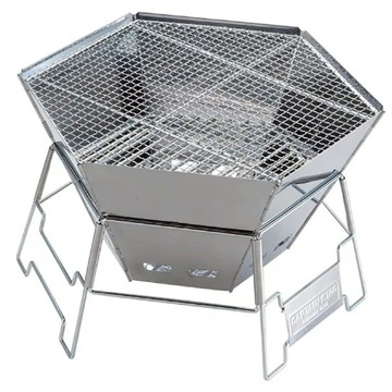 CAPTAIN STAG 鹿牌 不鏽鋼六角焚火台/烤肉架 1台3役  L(47.5 × 41 X 30cm)  1個