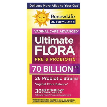 Renew Life, Ultimate Flora™, Vaginal Care Advanced, Pre & Probiotic, 30 Delayed Release Vegan Capsules