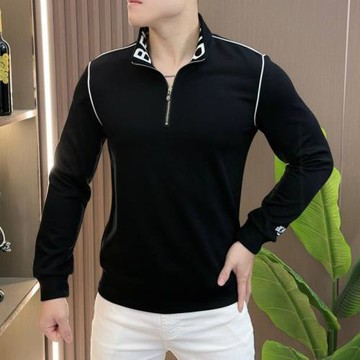 潮牌立領男青年修身痞帥衛衣T恤