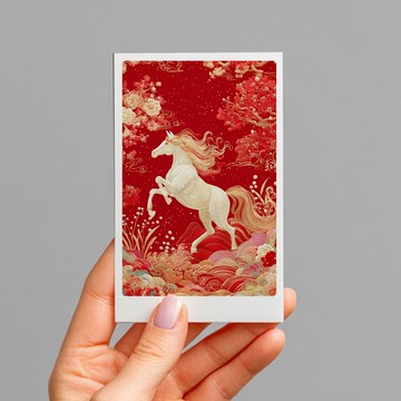 赤色白馬 心的方向 磁吸小畫