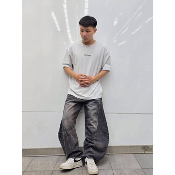 迷你標語重磅圓領 T