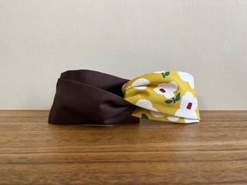 雙拼髮帶 / 夏日大白花 - 咖啡