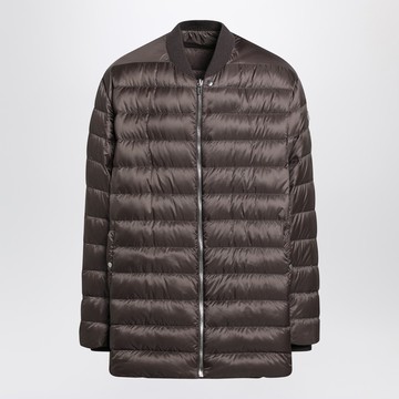 Mud-colored quilted zip-up down jacket
