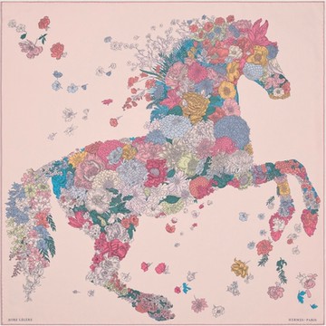 Hermes 愛馬仕 Robe Legere 輕揚花衣絲巾 粉色（90cm*90cm）