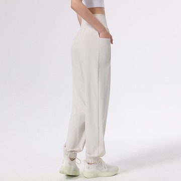 Wmuncc 錦綸超高腰瑜伽褲女 寬鬆顯瘦專業跑步運動健身訓練束腳長褲