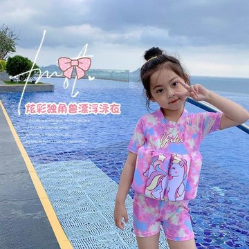 女童游泳衣兒童浮力泳衣連體中小童卡通可愛嬰幼兒短袖游泳衣