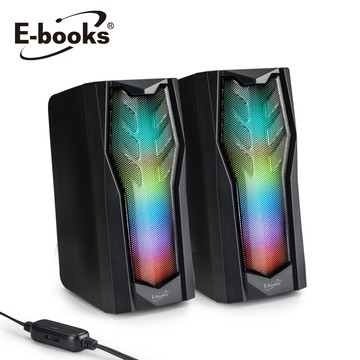 【買一送一】[ E-books ] D44 電競炫光兩件式2.0聲道多媒體喇叭