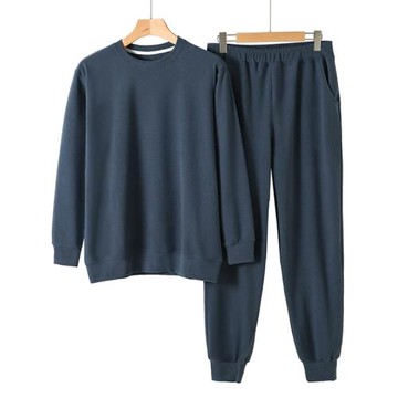 秋冬款睡衣套裝男士長袖德絨加絨保暖運動寬松大碼外穿休閑家居服