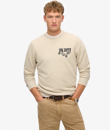 Superdry Men's Workwear Applique Sweatshirt Beige Size: S