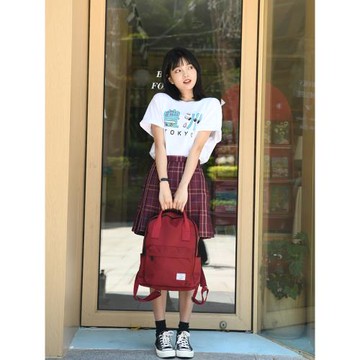 Forever中學生書包女新款酒紅色雙肩背包女休閑情侶旅行包電腦包