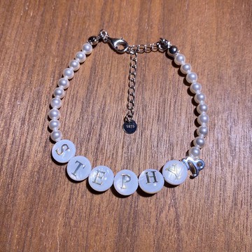 DearBell925純銀星座吊墜 Swarovski珍珠 貝殼字母/數字手鏈