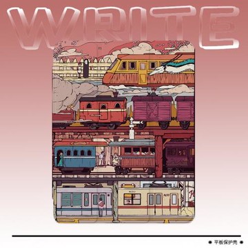 吉普火車小眾插畫ipad平板保護殼適用于蘋果2022款ipadpro12.9英寸三折保護套air5/mini6防摔氣囊平板殼