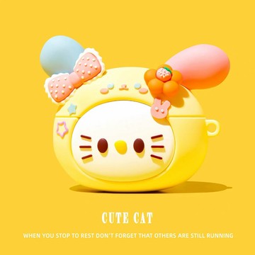 花小兔 貓咪 矽膠殼 適用於AirPods Pro3 保護殼 1/2/3/4代耳機殼 Pro2 保護套 軟殼 防摔殼