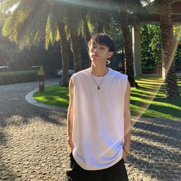 運動背心男夏季新款重磅高街無袖t恤oversize寬松學生潮流上衣服
