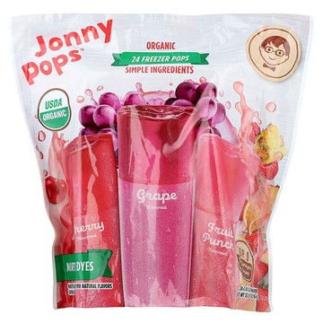 JonnyPops, 有機冰棒，櫻桃、葡萄、綜合水果汁味，24 支，每支 1.35 液量盎司（40 毫升）