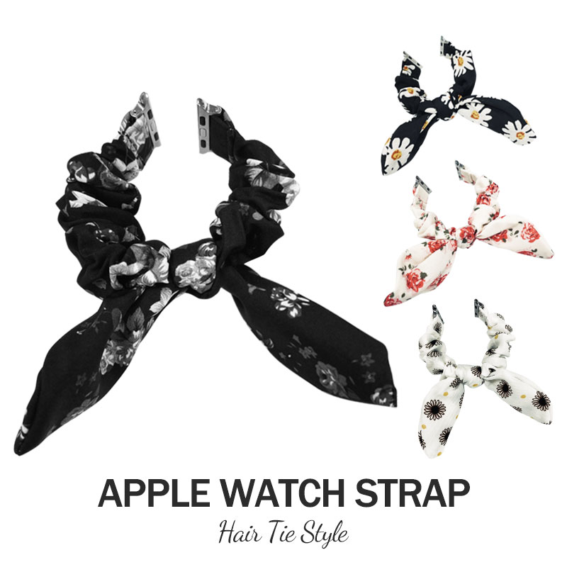 蘋果髮圈錶帶 Apple Watch Series1/2/3/4/5/6/7/SE 通用 38/40/42/44/41/45mm 手錶替換錶帶 大腸圈彈力拉伸 造型款錶帶 花蝴蝶結系列